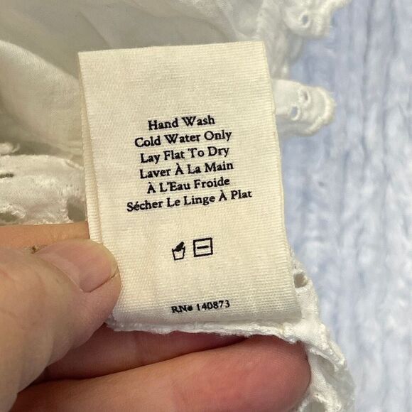 LoveShackFancy White Embroidered Floral Tellaro Victorian Bryant Top Size 6 - Picture 6 of 10